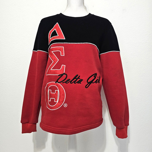 The Delta Box Women SIZE XS Sigma Theta Sorority Red Black Pullover Sweatshirt - Picture 1 of 10